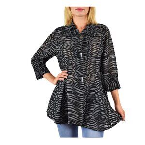 Fashionable Button Down Blazer Jacket in Black and White